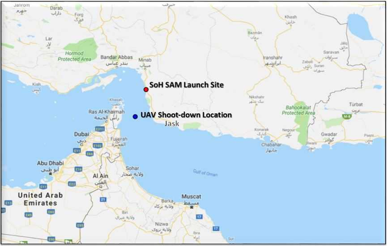 Map released by the Pentagon showing where it claims the American drone was operating